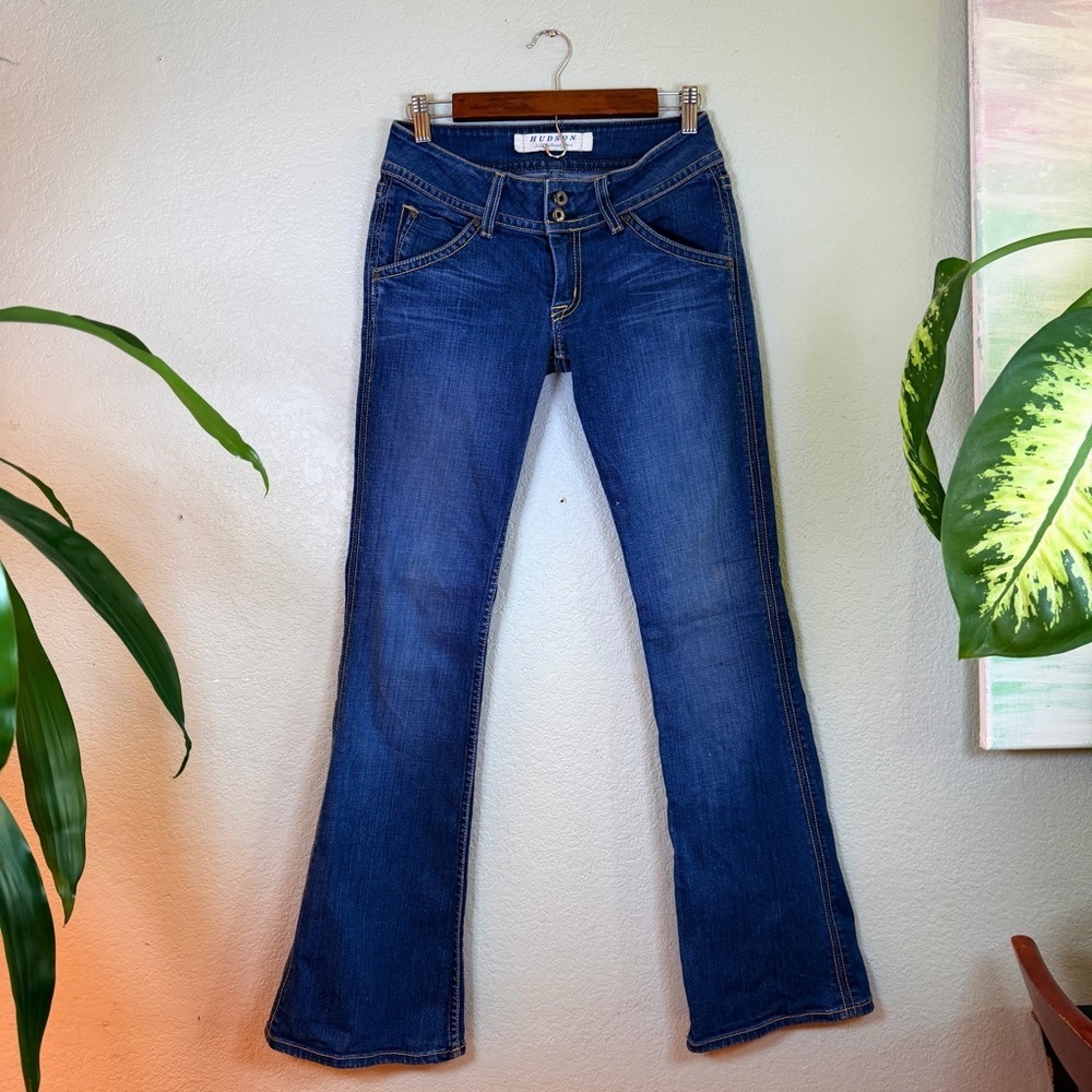 Hudson Y2K Vintage Low Rise Signature Bootcut Dark Wash Hippie Bohemian Jean 27